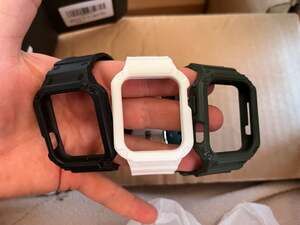 3 Pack Rugged Sport Band with Protective Bumper Case Compatible with Apple Watch